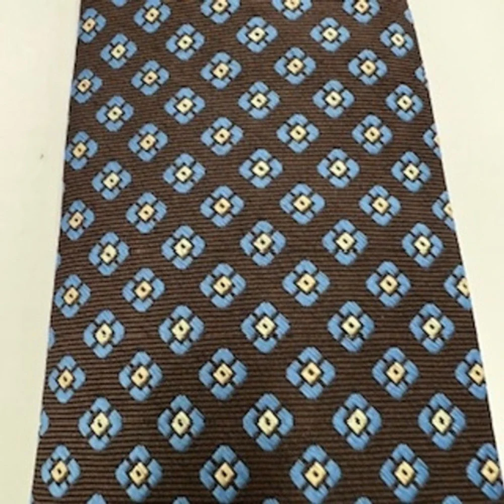 Goodfellow & Co Mens Brown Blue Geometric Floral Necktie Standard‎ Width